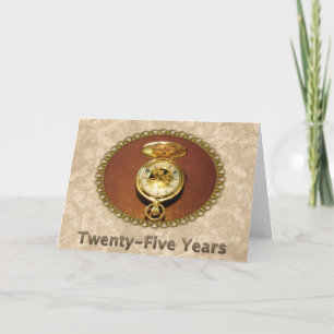 Carte Employé 25e anniversaire Elegant Golden Watch