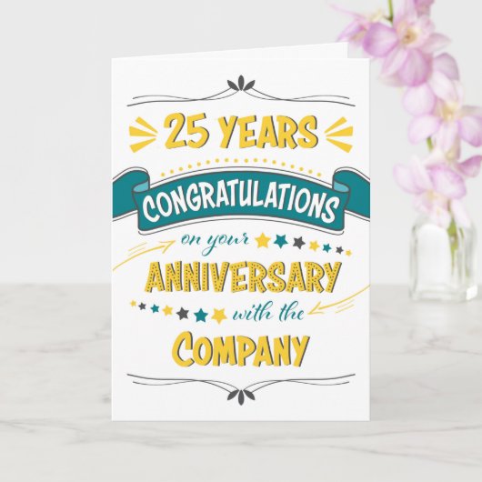 Carte Employé 25e anniversaire Félicitations Word Art (Orchidée)