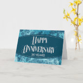 Carte Employé 30e anniversaire Blue Floral Elégance (Fleur jaune)