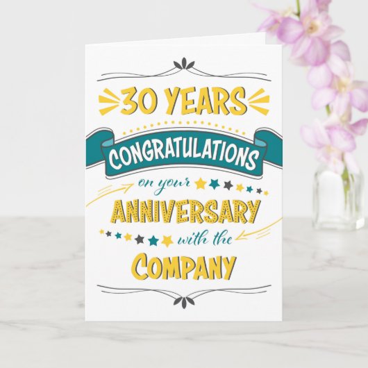 Carte Employé 30e anniversaire Félicitations Word Art (Orchidée)