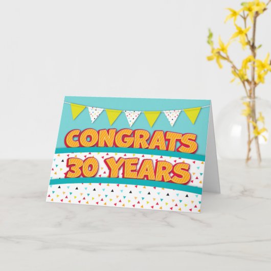 Carte Employé 30e Anniversaire Fun Bright Bunting Card (Fleur jaune)