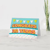 Carte Employé 30e Anniversaire Fun Bright Bunting Card (Devant)