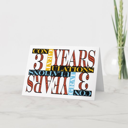 Carte Employé 3e anniversaire Félicitations Mosaïque (Devant)