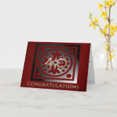 Carte Employé 40 ans Anniversaire Élégant Rouge (Fleur jaune)