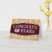 Carte Employé 40e anniversaire Gold Texte et Ballons (Fleur jaune)