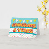 Carte Employé 4e anniversaire amusant Bright Buncard (Fleur jaune)