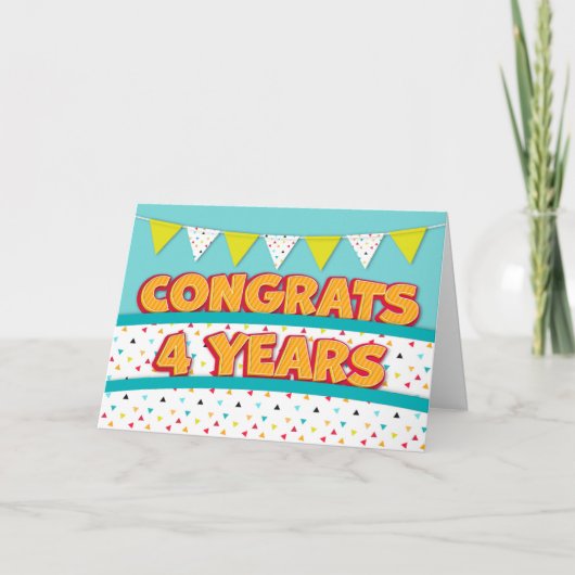 Carte Employé 4e anniversaire amusant Bright Buncard (Devant)