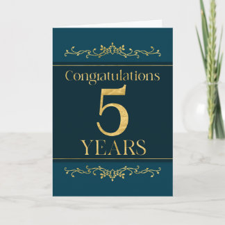 Carte Employé 5e anniversaire élégant Formal Elégant
