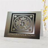 Carte Employé 5e anniversaire Elégant or (Fleur jaune)