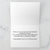 Carte Employé 5e anniversaire Elégant or (Intérieur)