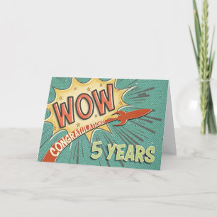 Carte Employé 5e anniversaire Vintage style de bande des