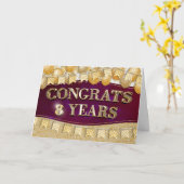 Carte Employé 8e anniversaire Gold Texte et Ballons (Fleur jaune)