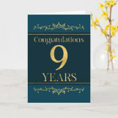 Carte Employé 9e anniversaire élégant Formal Elégant (Fleur jaune)