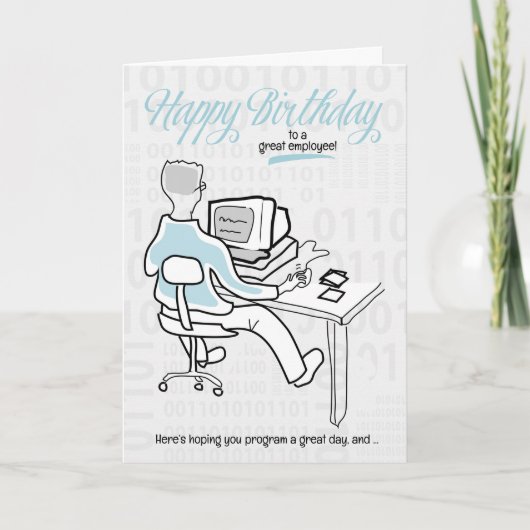 Carte Employé Funky Computer Guy Anniversaire (Devant)