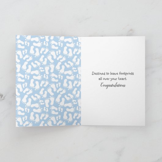Carte Empreinte bébé garçon Félicitations (Intérieur)