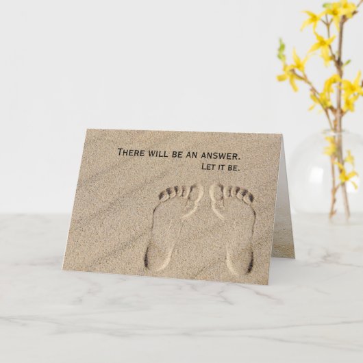 Carte Empreinte Dans Le Sable Qui Pense À Vous (Fleur jaune)