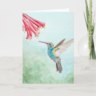 Carte Empreinte d'aquarelle de colibri