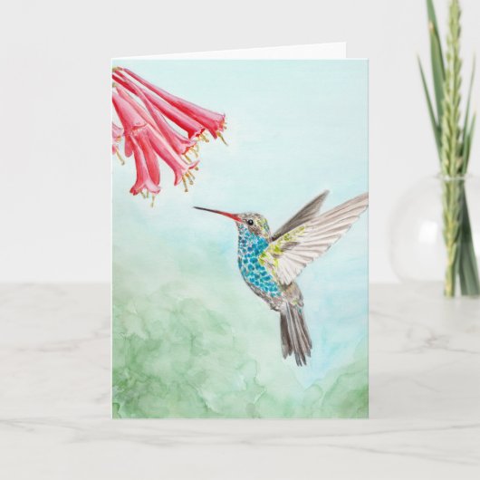 Carte Empreinte d'aquarelle de colibri (Devant)