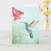 Carte Empreinte d'aquarelle de colibri (Fleur jaune)
