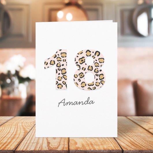 Carte Empreinte de léopard 18 | Modern Cute Name 18th Bi