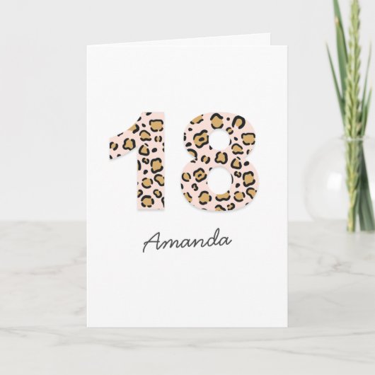 Carte Empreinte de léopard 18 | Modern Cute Name 18th Bi (Devant)