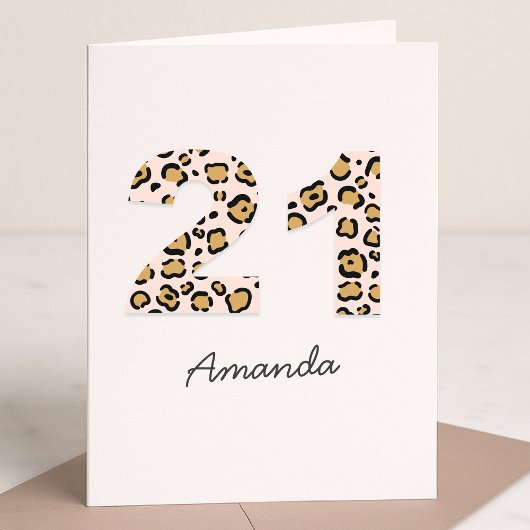 Carte Empreinte de léopard 21 | Modern Cute Name 21e ann
