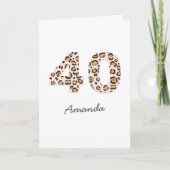 Carte Empreinte de léopard 40 | Modern Cute Name 40th Bi (Devant)