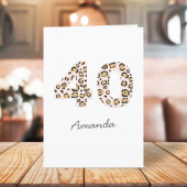 Carte Empreinte de léopard 40 | Modern Cute Name 40th Bi