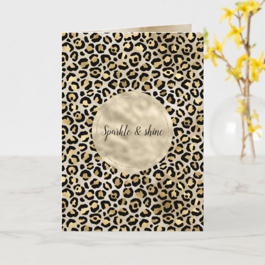 Carte Empreinte de léopard Champagne Gold (Fleur jaune)