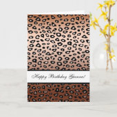 Carte Empreinte de léopard de bronze or Anniversaire (Fleur jaune)
