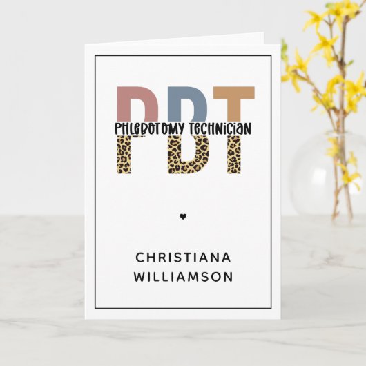 Carte Empreinte de léopard de technicien en phlébotomie  (Fleur jaune)