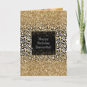 Carte Empreinte de léopard d'or noir Glitz
