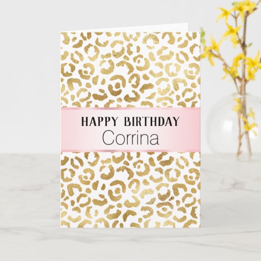 Carte Empreinte de léopard Gold Blanc (Fleur jaune)