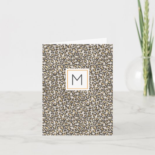 Carte Empreinte de léopard Monogramme INITIAL Chic (Devant)