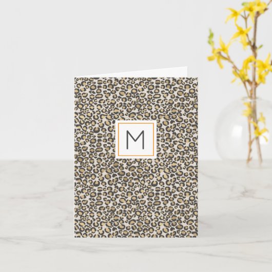 Carte Empreinte de léopard Monogramme INITIAL Chic (Fleur jaune)