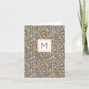 Carte Empreinte de léopard Monogramme INITIAL Chic