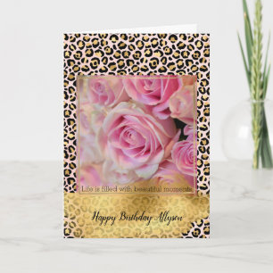 Carte Empreinte de léopard Noir Pink Rose