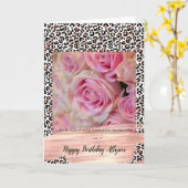 Carte Empreinte de léopard noir rose vif (Fleur jaune)