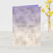 Carte Empreinte de léopard Ombre or violet fille (Fleur jaune)