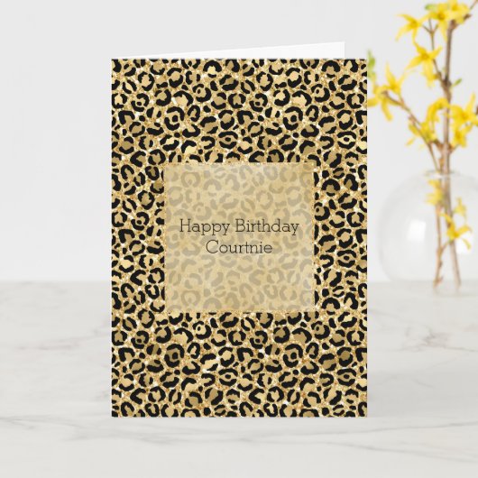 Carte Empreinte de léopard Parties scintillant Black Gol (Fleur jaune)