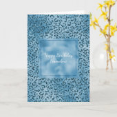 Carte Empreinte de léopard Parties scintillant bleu turq (Fleur jaune)