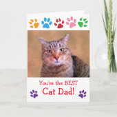 Carte Empreinte de patte Chat Papa Photo Anniversaire (Devant)