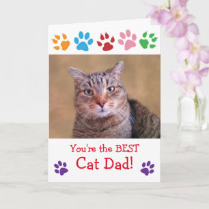 Carte Empreinte de patte Chat Papa Photo Anniversaire