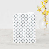 Carte Empreinte de patte de chien Argent Gris Blanc Méta (Fleur jaune)