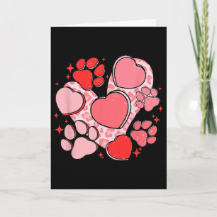 Carte Empreinte de patte de chien avec cœur rouge pour l