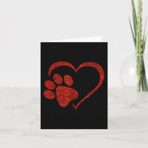 Carte Empreinte de patte de chien avec cœur rouge pour l