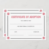 Carte Empreinte de patte rose Cadre animal de compagnie  (Devant / Derrière)