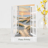 Carte Empreintes Anniversaires Dans La Fenêtre De Sable (Fleur jaune)