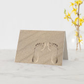 Carte Empreintes Dans Le Sable De Plage Anniversaire (Fleur jaune)