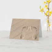 Carte Empreintes dans le sable pour l'ami (Fleur jaune)